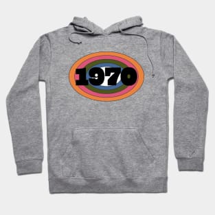 Year 1970 Rainbow Ellipse Vintage Typography Hoodie